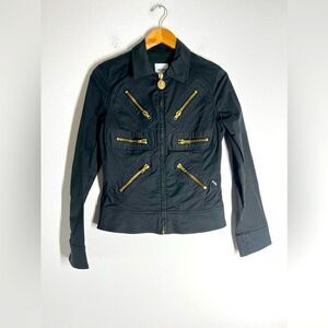 Moschino Jeans Black Black Jacket Zipper Details Size 8